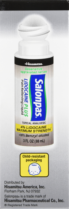 Salonpas Lidocaine Plus Pain Relieving Liquid Roll-On 3oz