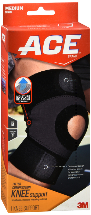 ACE Fitted Compression Moisture Releasing Knee Support Brace Medium 1ct