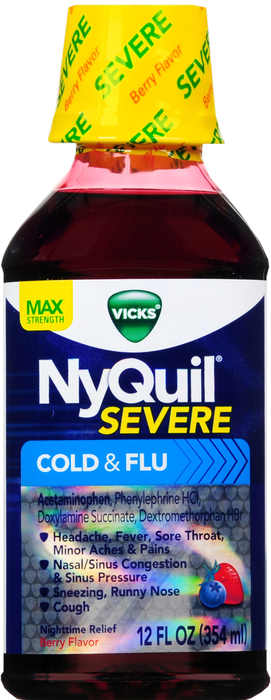 NyQuil Severe Cold & Flu Mixed Berry Liquid 12oz