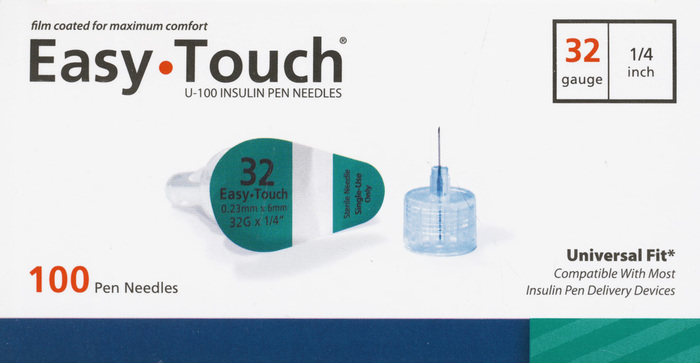 Easy Touch Pen Needles 32Gx1/4" 100ct