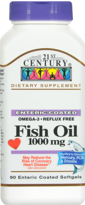 21st Century Omega-3 Fish Oil 1000mg Enteric Coated Softgels 90ct