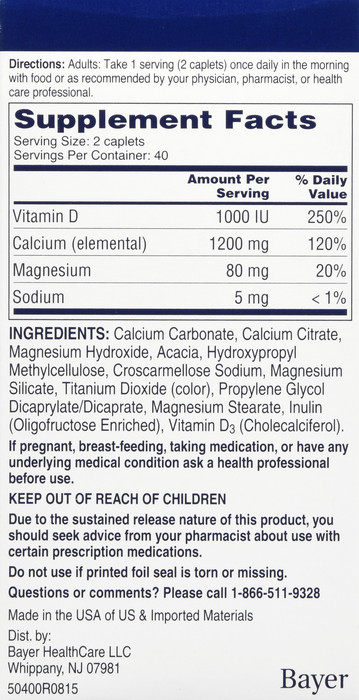 Citracal Calcium+D3 Slow Release 1200 Calcium Supplement Tablets 80ct