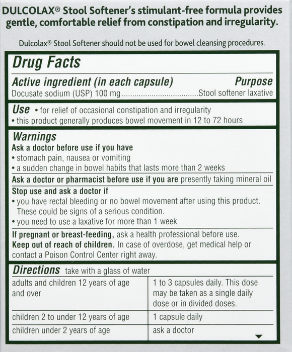 Dulcolax Stool Softener Laxative Liquid Gels 25ct