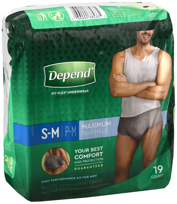 Depend Men's Fit-Flex Underwear Maximum Absorbency S/M 19ct