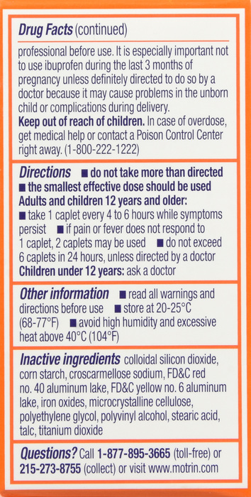 Motrin IB Ibuprofen 200mg Coated Caplets 24ct