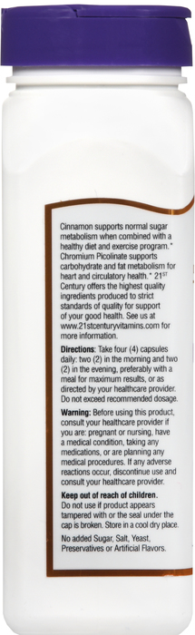 21st Century Cinnamon 2000mg Plus Chromium Veggie Capsules 120ct