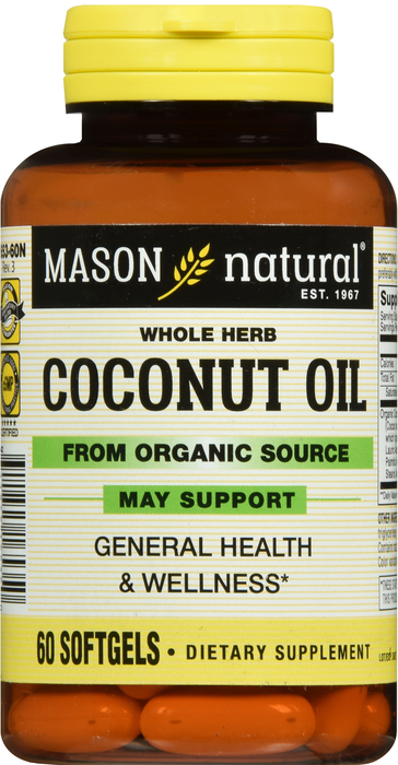 COCONUT OIL 1000MG SOFTGELS 60CT MASON