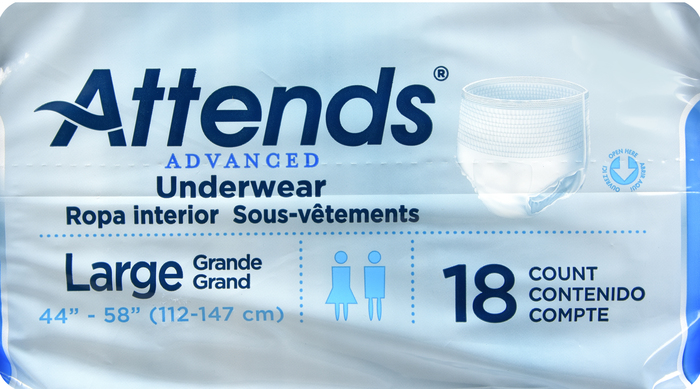 ATTENDS PROTECTIVE UNDERWEAR SUPER PLUS ABSORBENCY LARGE 4X18CT