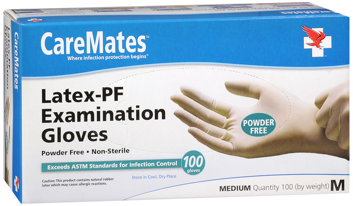 Gloves CareMates Latex Powder-Free M 100ct