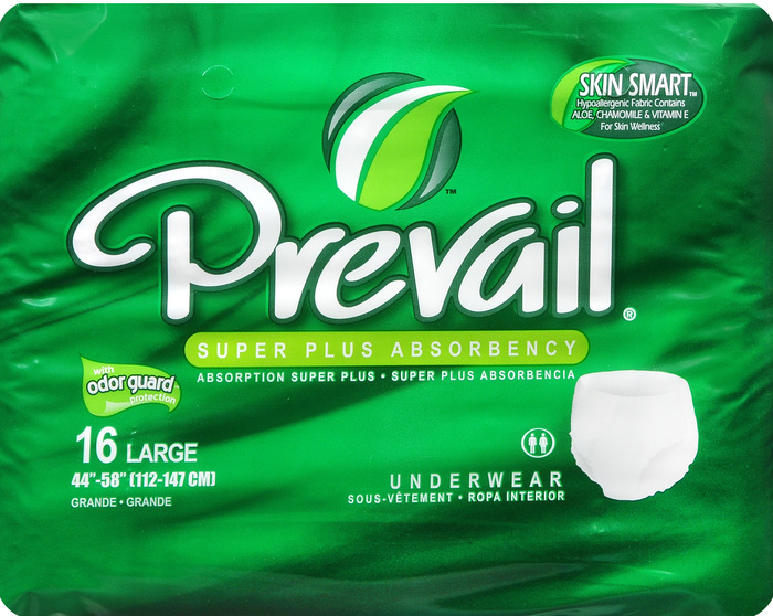 Prevail Underwear Large Super Plus 44-58" 4x16ct