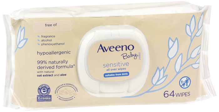 AVEENO BABY ALLOVER SENSITIVE WIPES 64CT