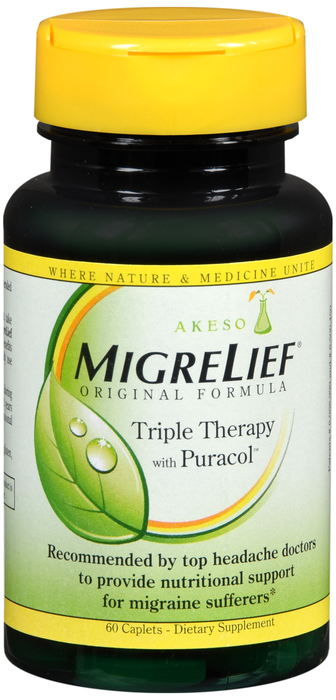 MigreLief Original Formula Triple Therapy with Puracol Caplets 60ct