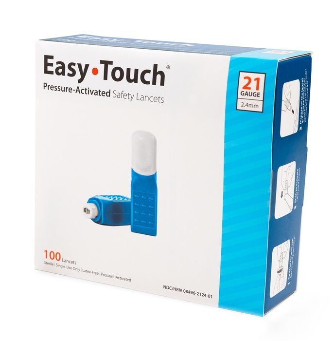 Easy Touch Safety Lancets Pressure Activated 21G 100ct