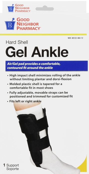 Good Neighbor Pharmacy Hard Shell Gel Ankle Support Black Adjustable 1ct