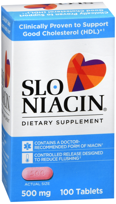 Slo-Niacin Cholesterol 500mg Dietary Supplement Tablets 100ct