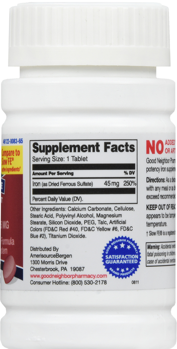 Good Neighbor Pharmacy Iron 45mg Slow Release Tablets 30ct