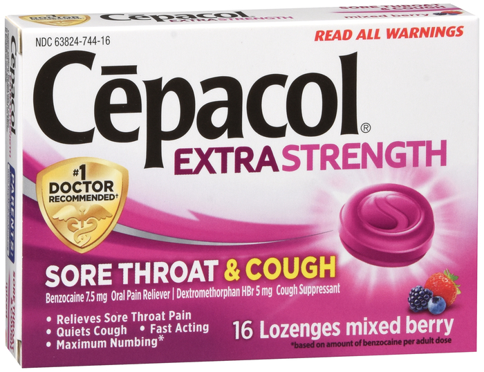 Cepacol Extra Strength Sore Throat & Cough Mixed Berry Lozenges 16ct