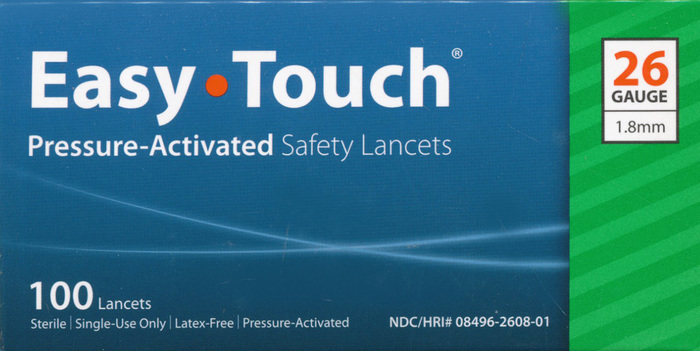 Easy Touch PA Safety Lancets 26G 100ct