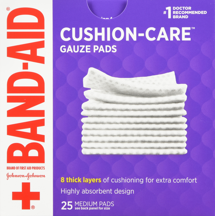 BAND-AID Cushion Care Gauze Pads Medium 25ct