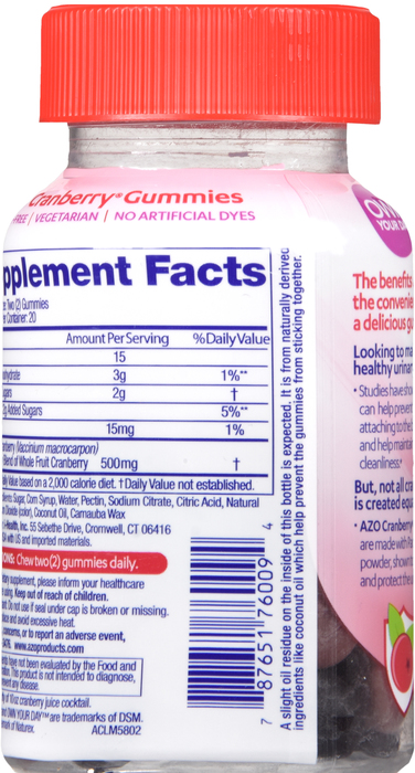 AZO Urinary Tract Health Cranberry Gummies 40ct