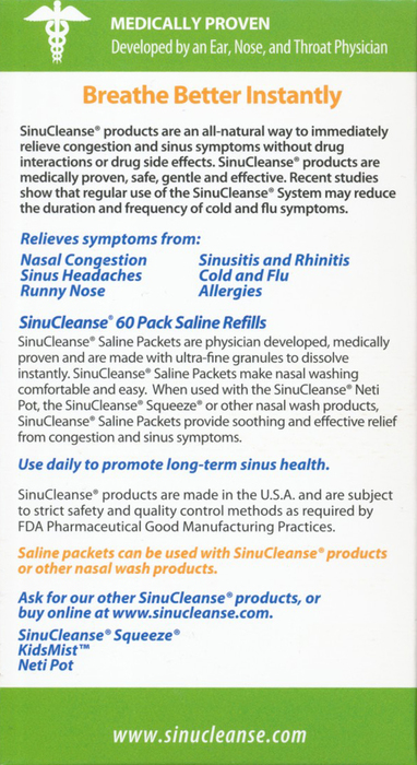 SINUCLEANSE REFILL PACKET 60CT