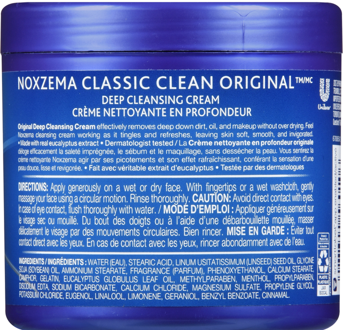 Noxzema Classic Clean Cleanser Original Deep Cleansing Cream 12oz