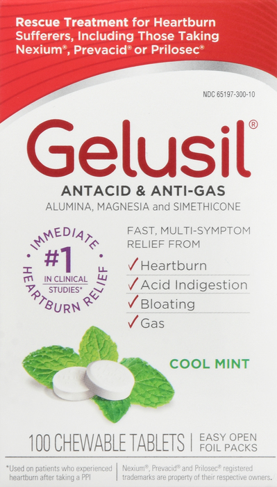 Gelusil Antacid & Anti-Gas Cool Mint Chewable Tablets 100ct