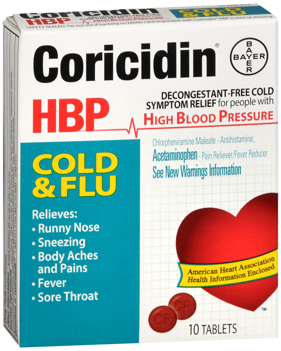 Coricidin HBP Chest Cold & Flu Tablets 10ct