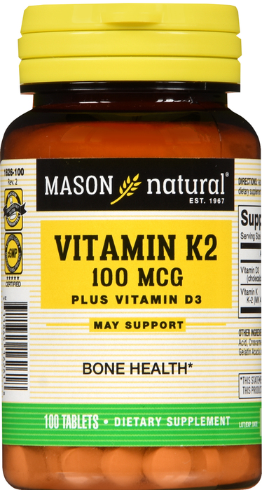 VIT K2 100MCG& D3 1000IU TAB 100CT MASON