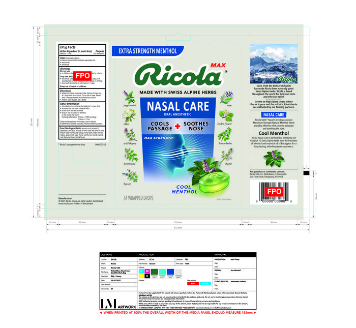 RICOLA BAG MAX NSL RLF ICY MNTH DRP 34CT