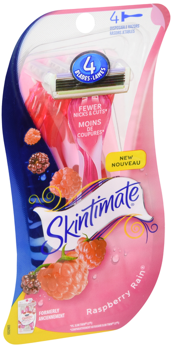 SKINTIMATE RASPBERY RAIN 4 BLD RAZOR 4CT