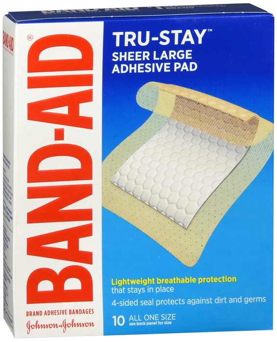 BAND-AID Tru-Stay Sheer Adhesive Pad Large 10ct