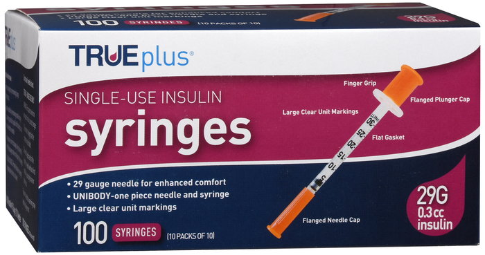 TRUEPLUS SYRINGE 1/2" 29GX3/10CC 100CT