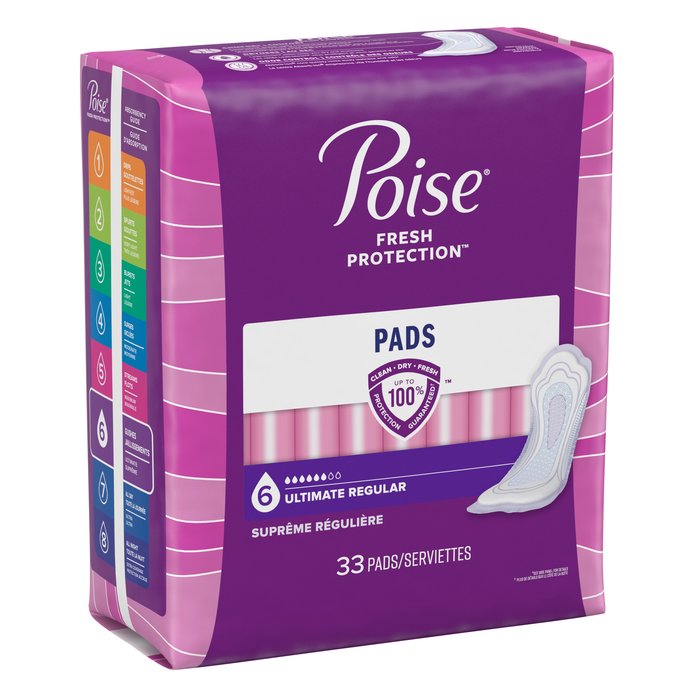 Poise Regular Length Ultimate Absorbency Pads 33ct