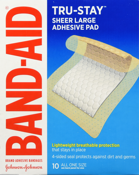 BAND-AID Tru-Stay Sheer Adhesive Pad Large 10ct