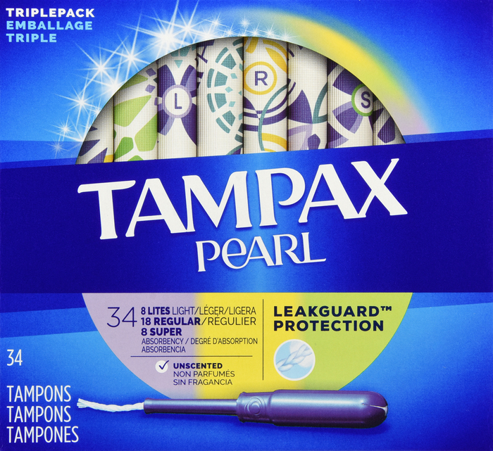 Tampax Pearl Unscented TriplePack Tampons 34ct