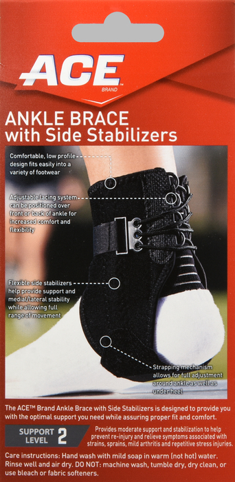 ACE Adjustable Ankle Brace with Side Stabilizers 1ct