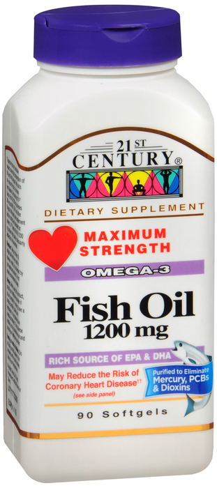 21st Century Maximum Strength Fish Oil 1200mg Softgels 90ct