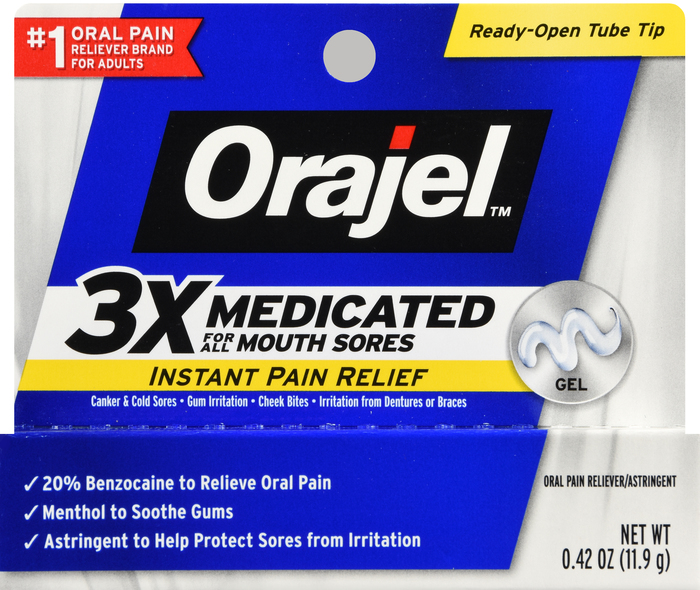 ORAJEL 3X MEDICATED MOUTH SORE GEL .42OZ