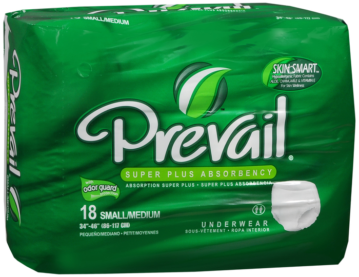 Prevail Underwear S/M Super Plus 34-46" 4x18ct