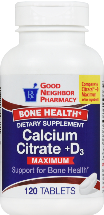 Good Neighbor Pharmacy Calcium Citrate +D3 Maximum Tablets 120ct