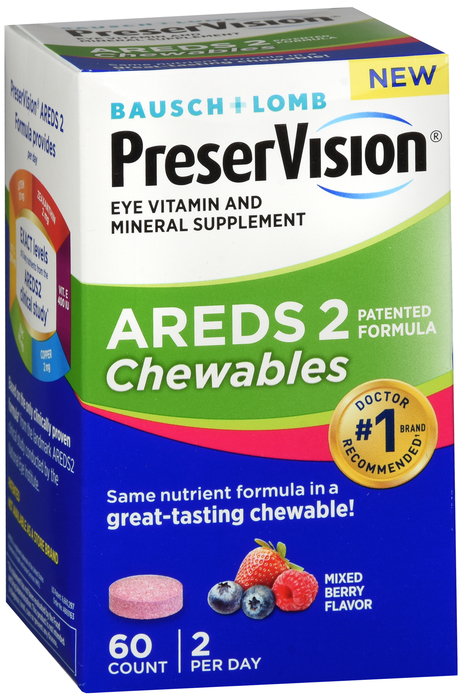 Bausch + Lomb PreserVision AREDS 2 Eye Vitamin & Mineral Supplement Chewable Tablets 60ct