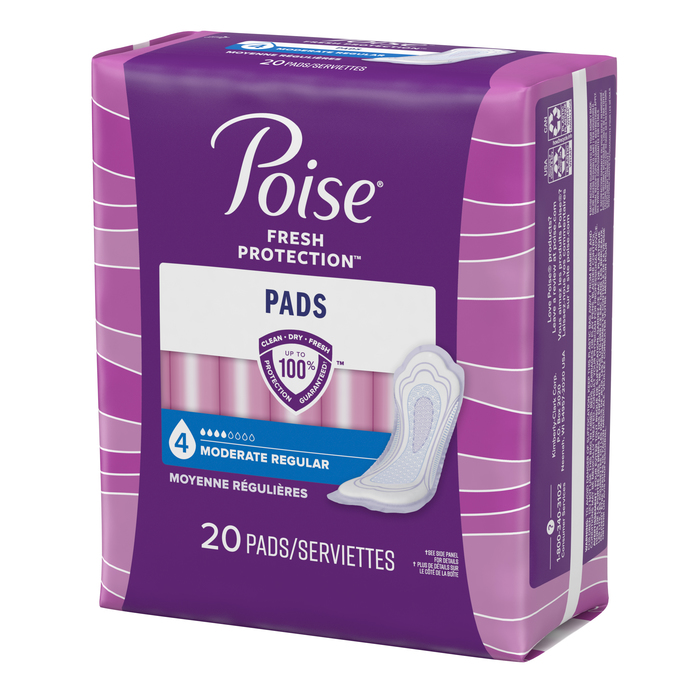 Poise Regular Length Moderate Absorbency Pads 20ct