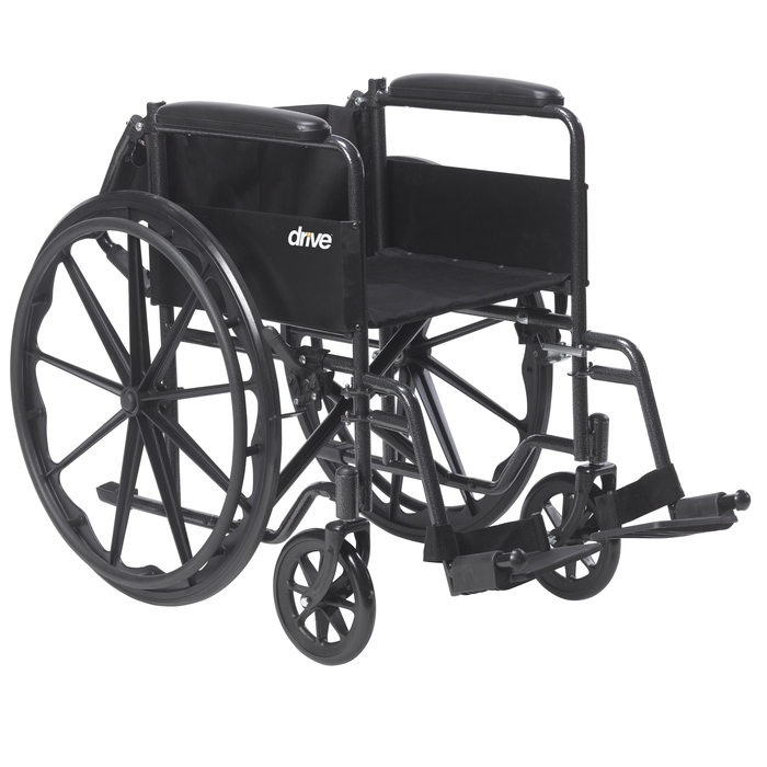 Wheelchair 18" Silver Sport with Fixed Arms and Swingaway Foot Rests