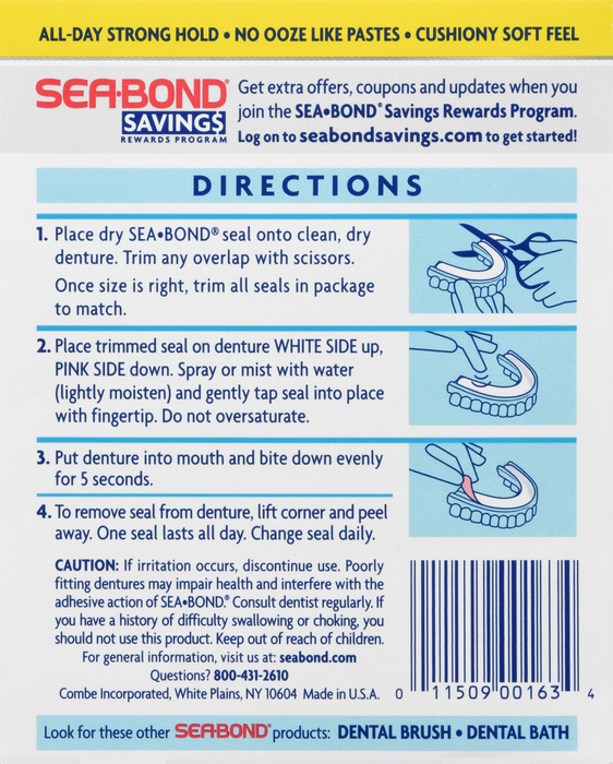 Sea Bond Secure Lower Denture Adhesive Seals 15ct