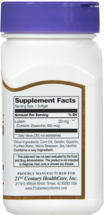 21st Century Lutein 20mg Softgels 60ct