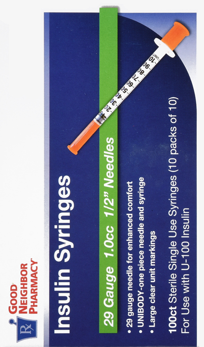 Good Neighbor Pharmacy Insulin Syringes 29Gx1/2" 1cc 100ct