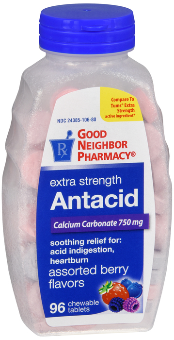 Good Neighbor Pharmacy Antacid Extra Strength 750mg Assorted Berry Flavors Chewable Tablets 96ct