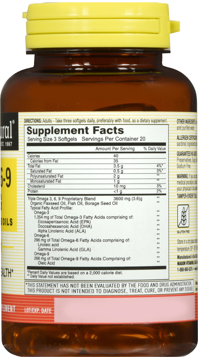 Omega 3-6-9 1200mg Softgels 60ct Mason