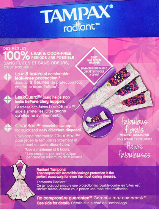 Tampax Unscented Radiant Regular Tampons 14ct